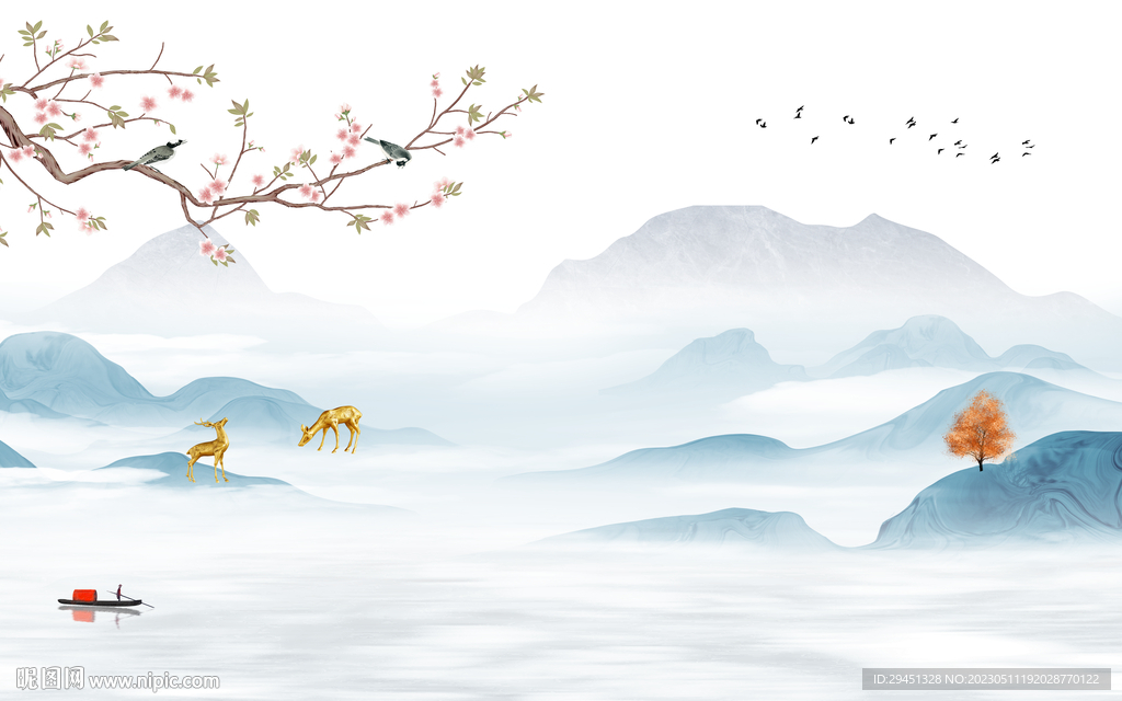 高档 客厅背景墙画 tif分层