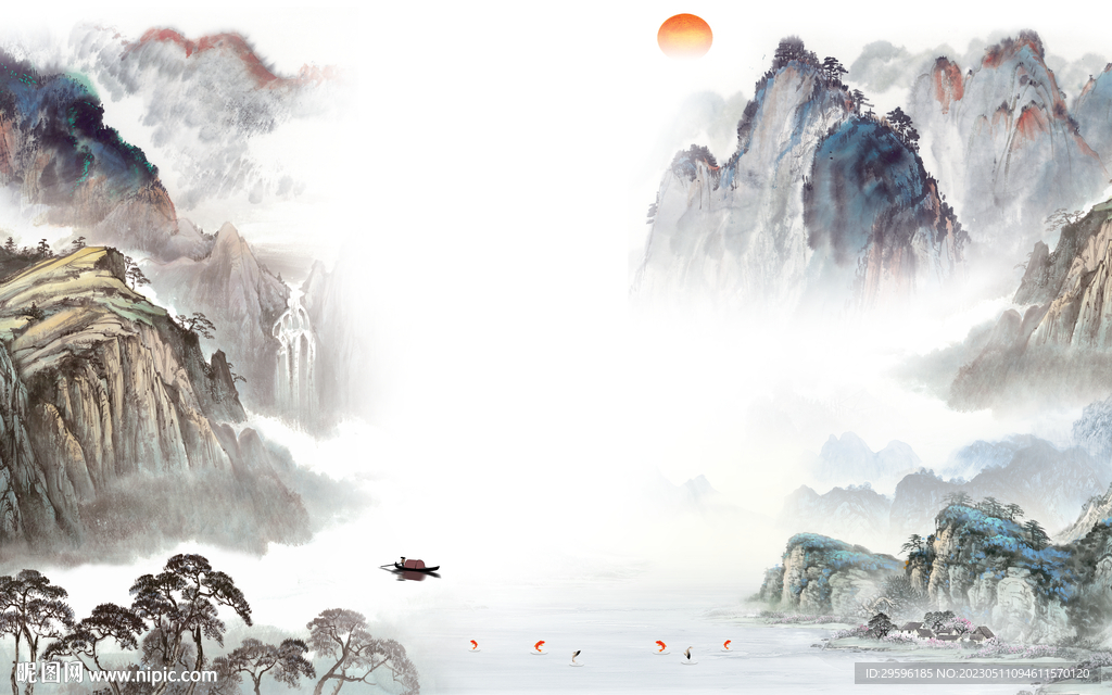 极简 高端别墅山水 TIF分层