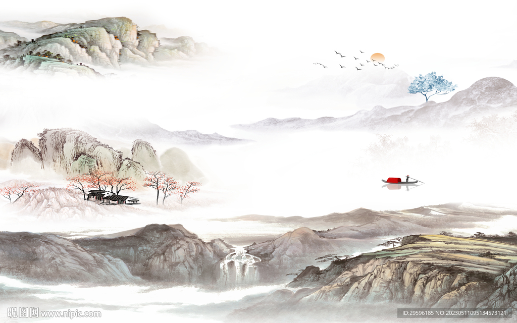 古风 高端别墅山水 TIF分层