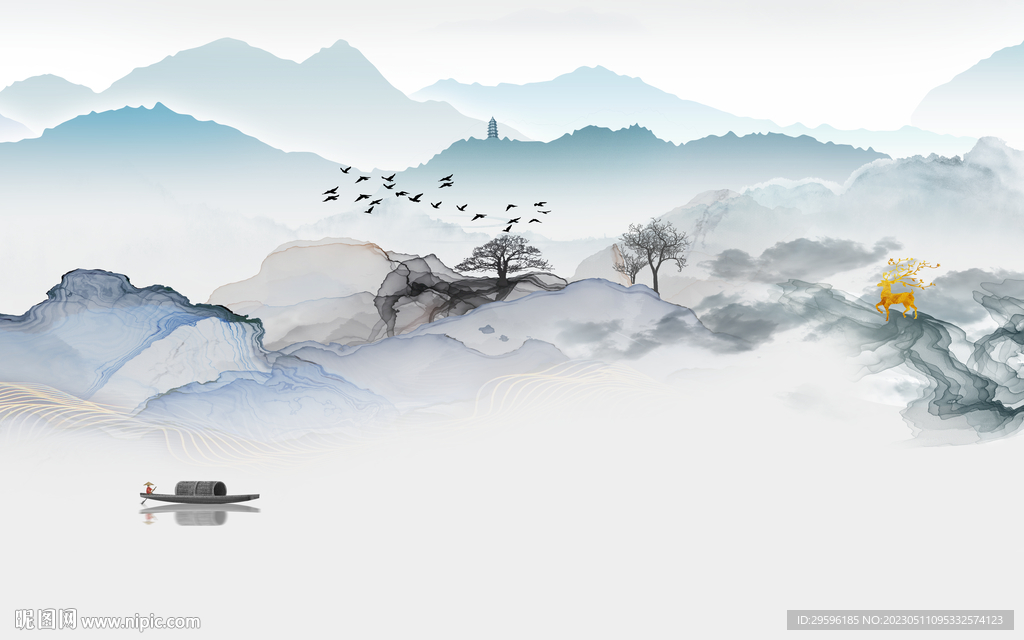 爆款 高端别墅山水 TIF分层