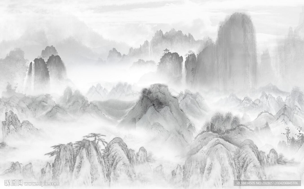 简约山水电视背景墙