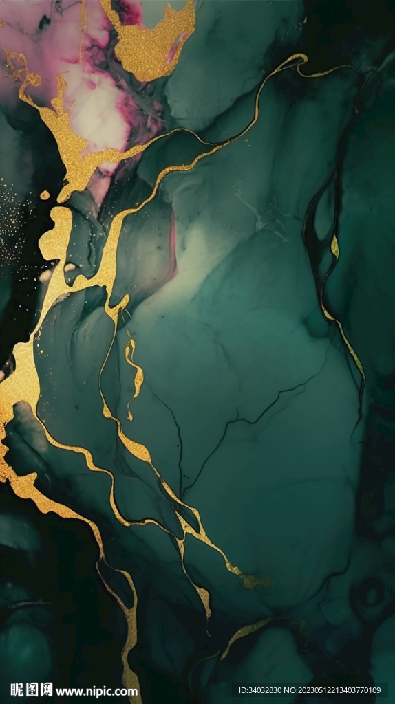 绿色水墨抽象画