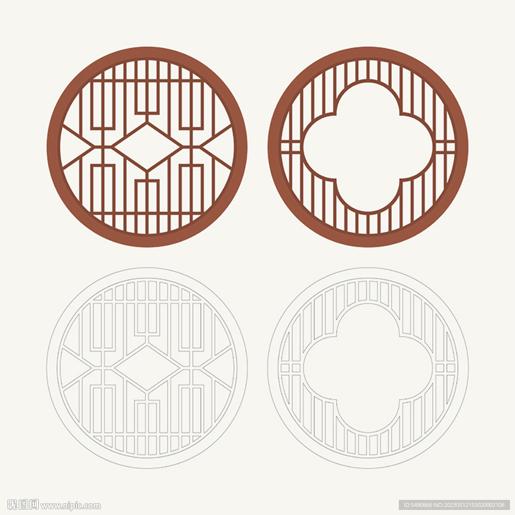 圆形窗花格 花窗 中式图案