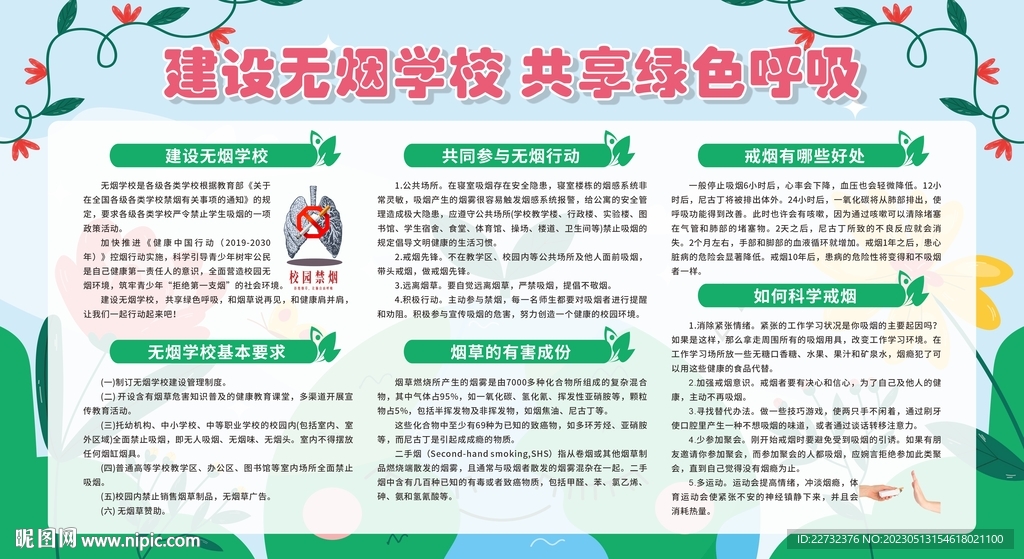 无烟校园展板