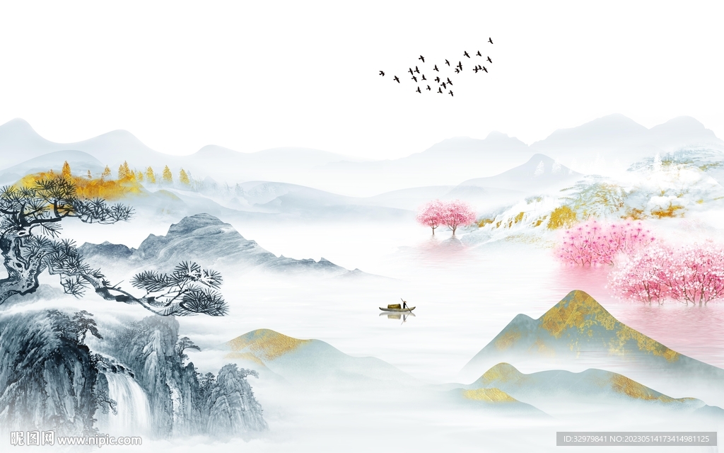 最新 高端意境山水 tif分层