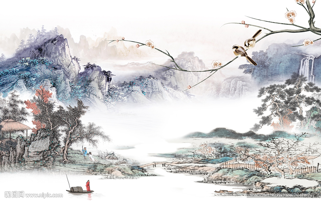 现代 高端意境山水 tif分层