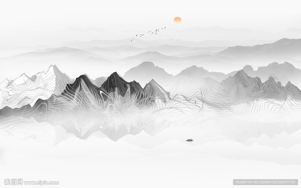 意境水墨山水画