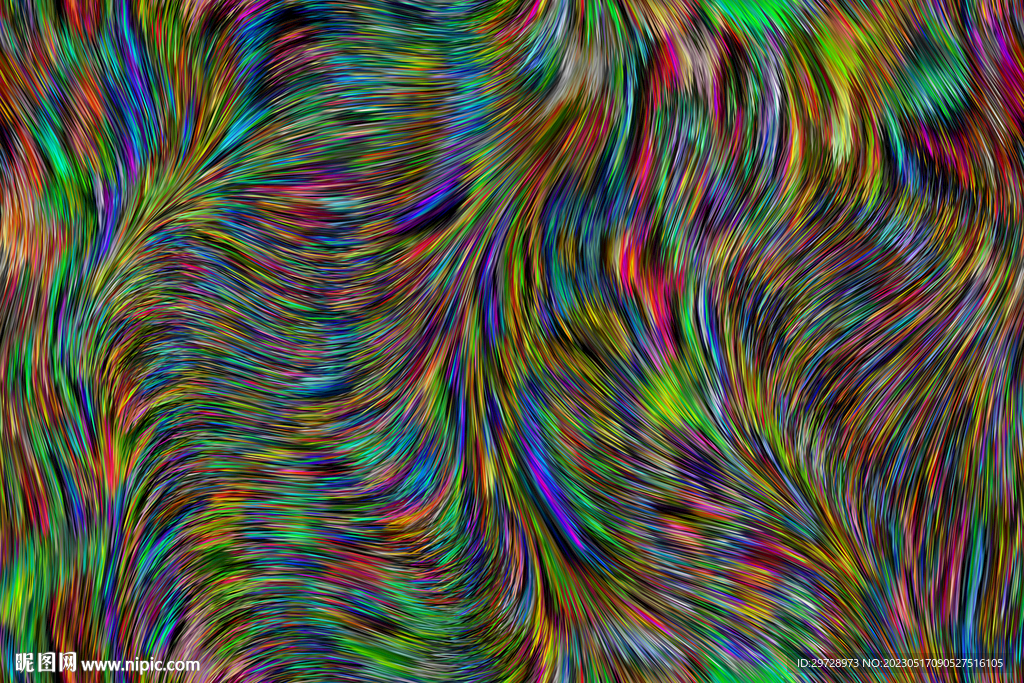 彩色线条毛发印花