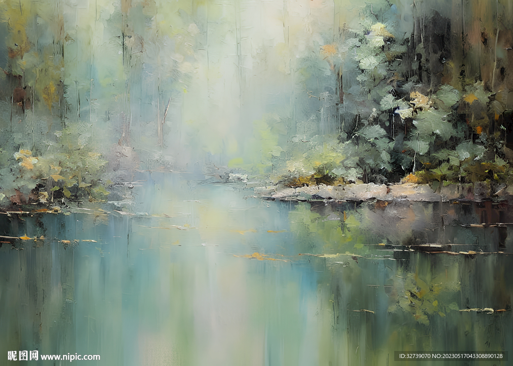 当代油画 静静的小河