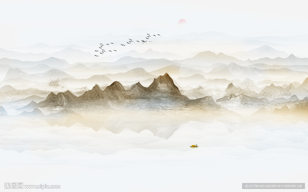 禅意水墨山水画