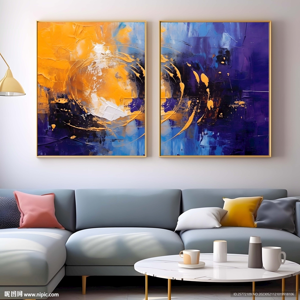 二联装饰画样机