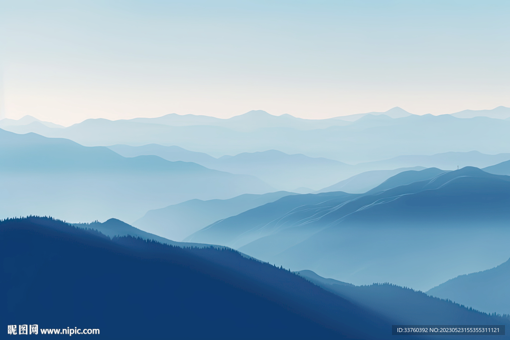 山水水墨画壁画