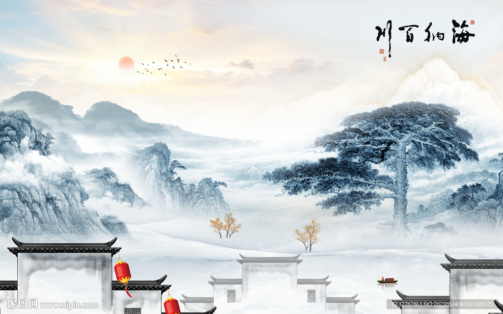 新款 中式客厅山水 TIf分层