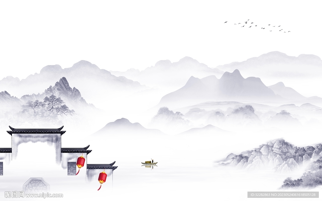 高档 中式客厅山水 TIf分层