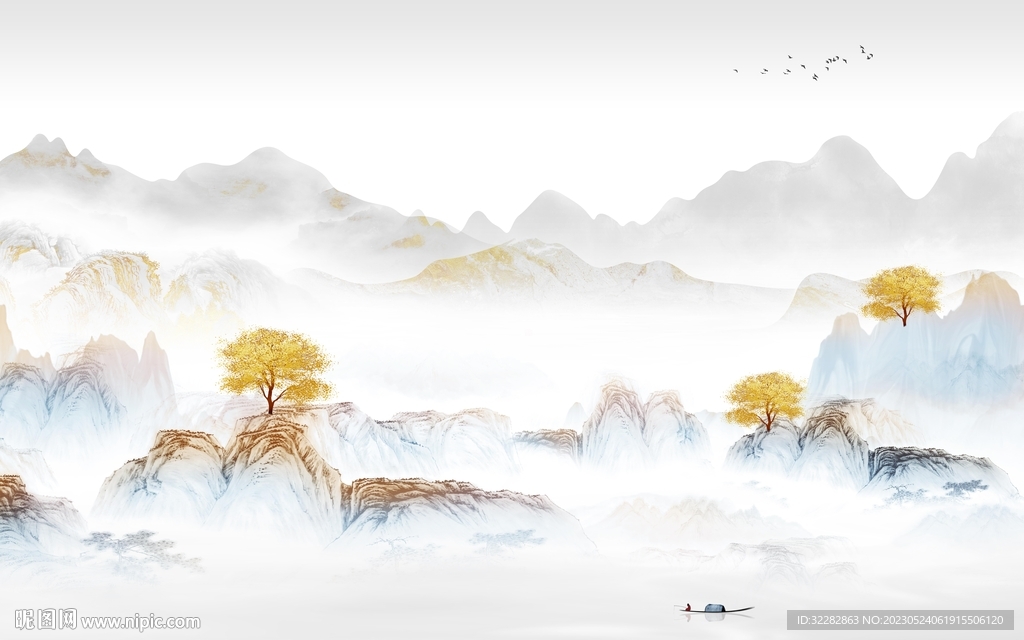 简约 中式客厅山水 TIf分层