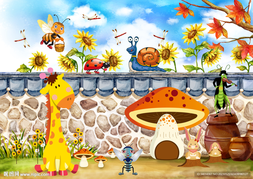 卡通动物背景画