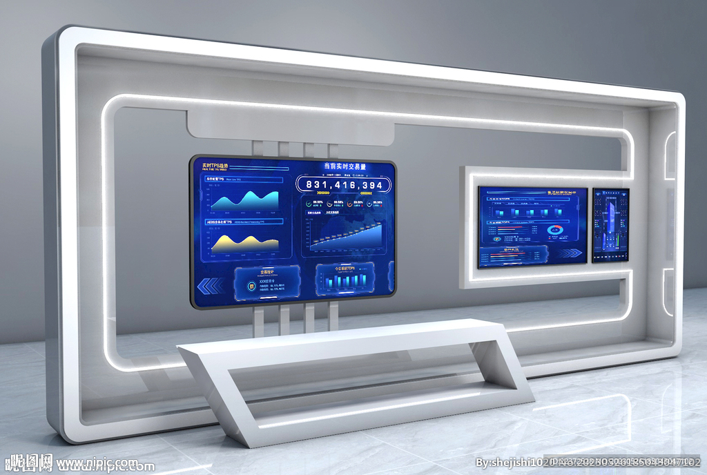 3D展台展示区异形屏幕效果图