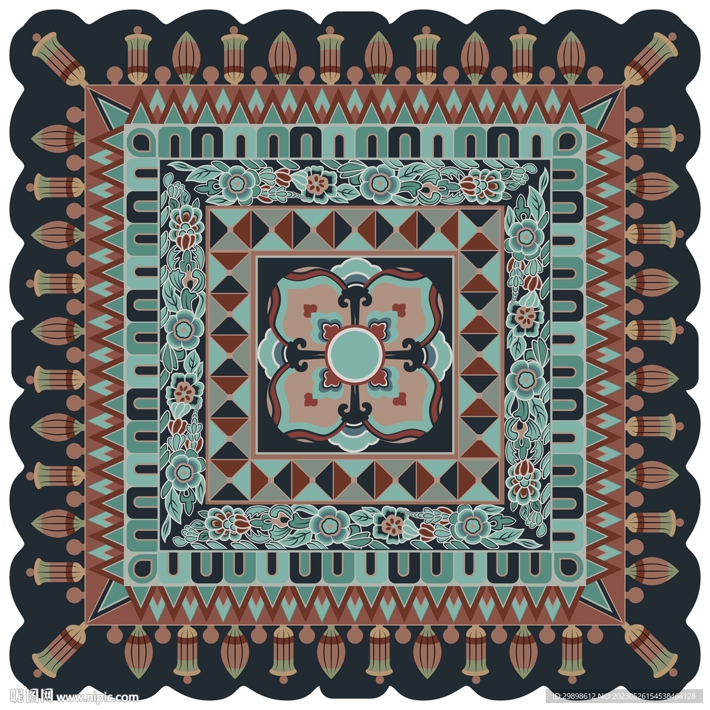 敦煌壁画盛唐莲花纹藻井图案