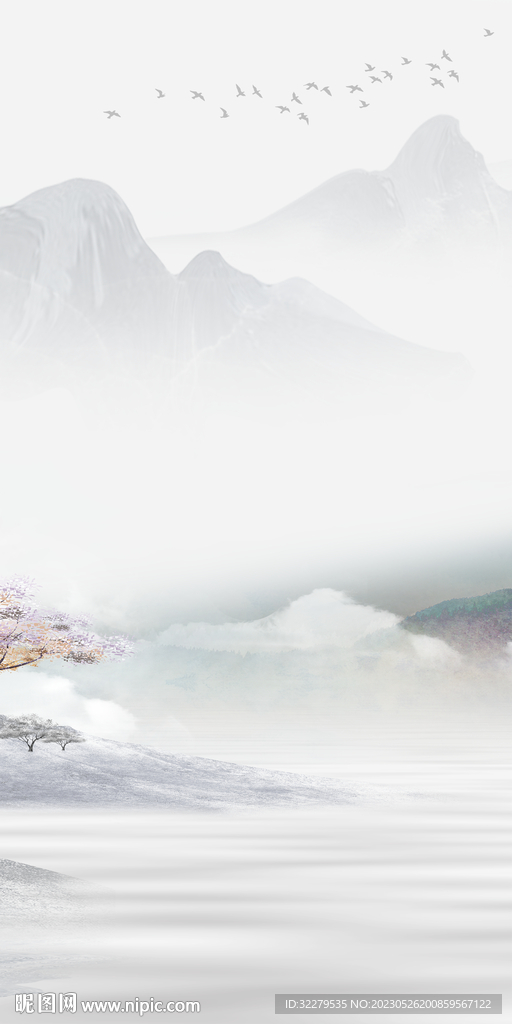 别墅 山水中式玄关 Tif分层