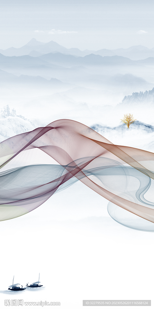 新品 现代中式玄关 Tif分层