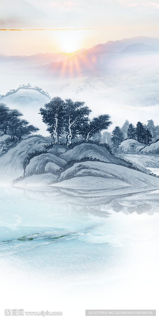 高档 山水中式玄关 Tif分层