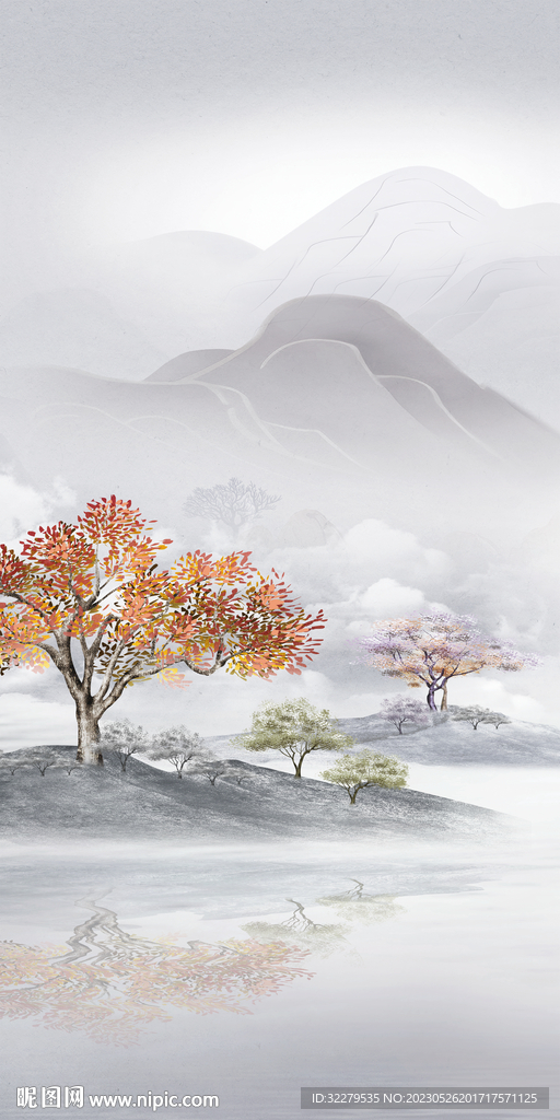 新品 山水中式玄关 Tif分层