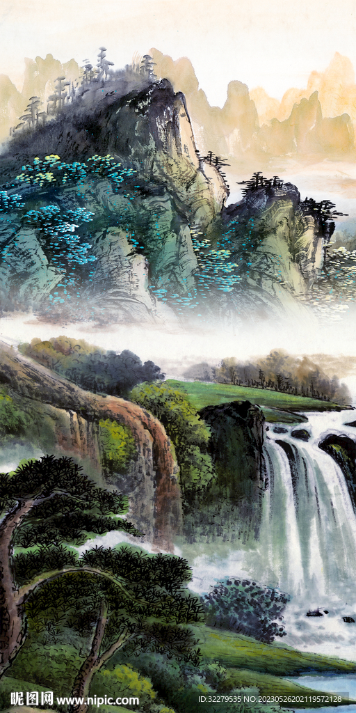 简约 山水中式玄关 Tif分层