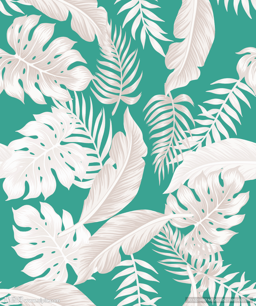 热带叶子花数码印花