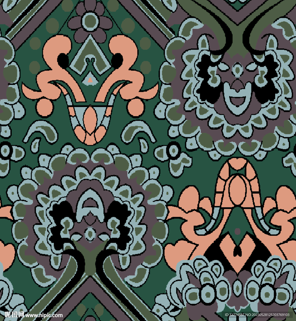 腰果  民族风数码印花