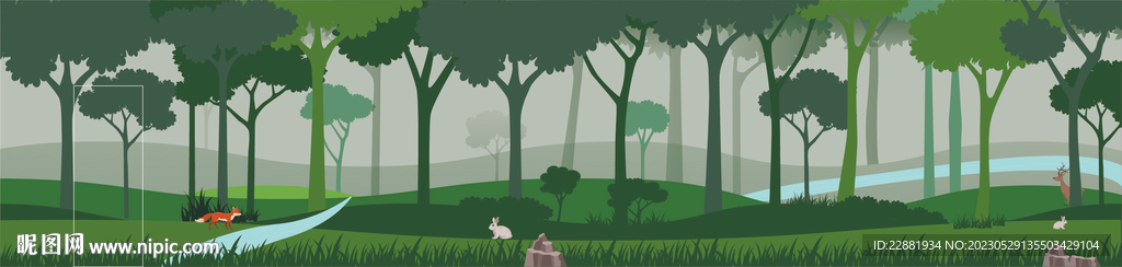 森林插画 动物插画