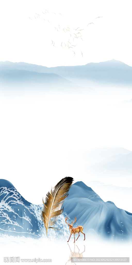 蓝色 中式现代玄关 TiF分层