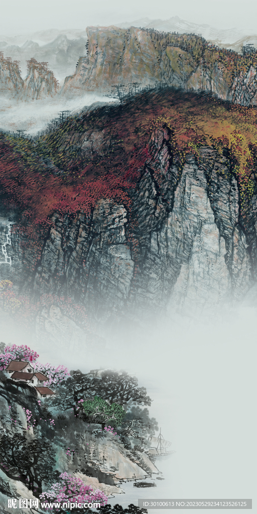 简约 极简山水玄关 TiF分层