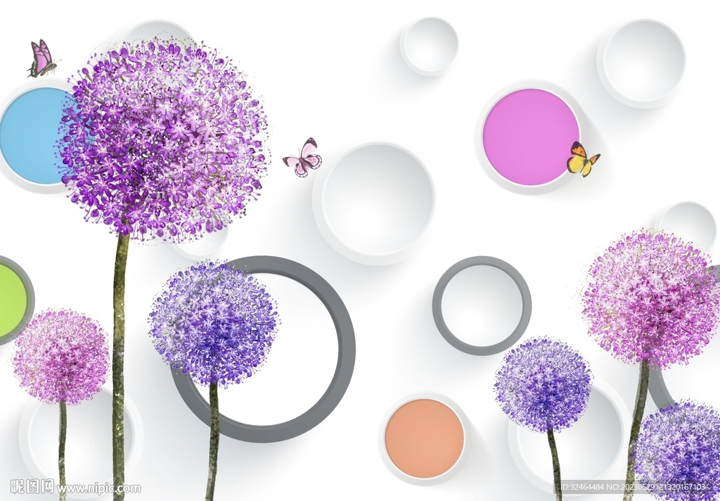 蒲公英电视背景墙