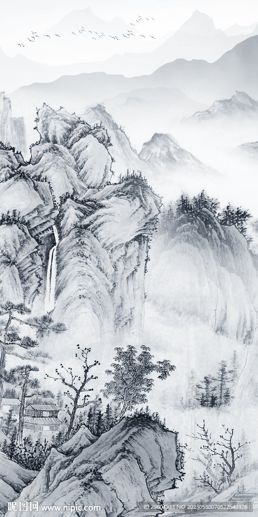 极简 现代框画山水 tIf分层