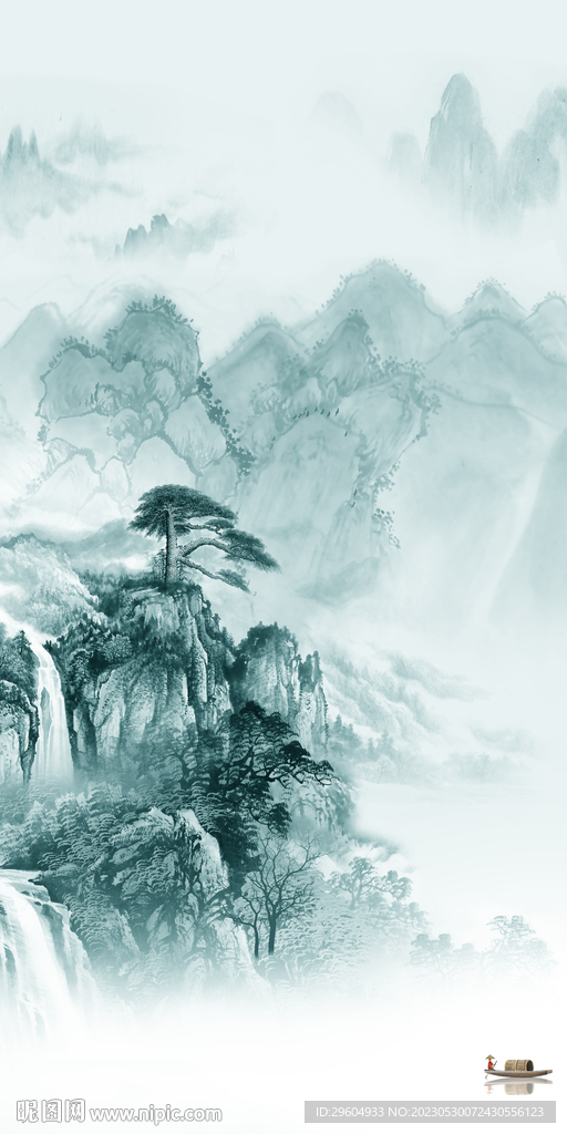 新品 高端玄关山水 tIF分层