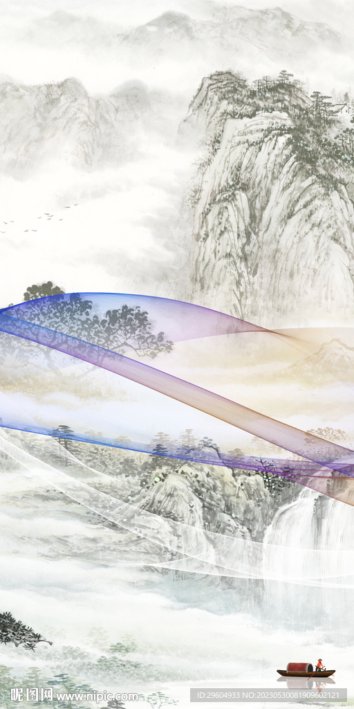 爆款 高端玄关山水 tIF分层