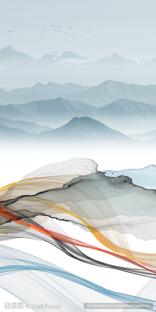 最新 现代框画山水 tIf分层