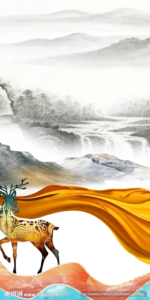 高雅 现代框画山水 tIf分层