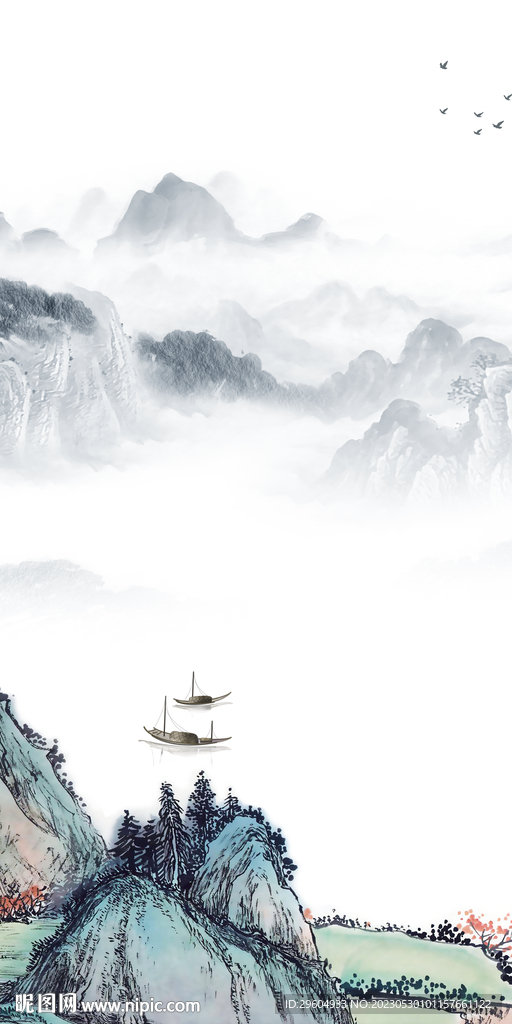 高档 高清玄关山水 tIf分层