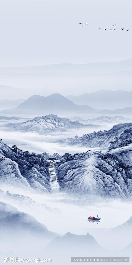 蓝色 中式高端玄关 tIF分层