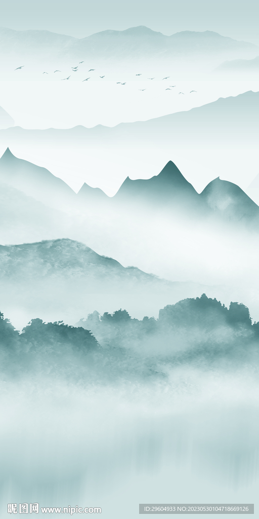 高端 现代框画山水 tIf分层