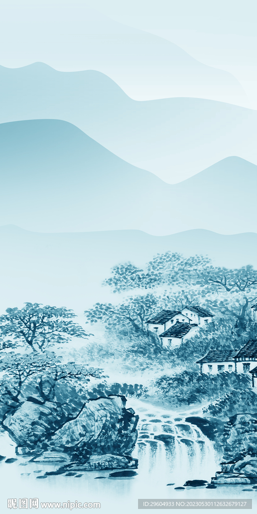 简约 现代框画山水 tIf分层