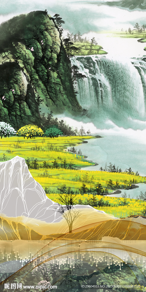 人气 现代框画山水 tIf分层