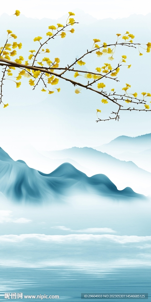 大气 玄关框画山水 tIf分层