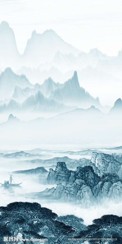 爆款 简奢玄关山水 tIF分层