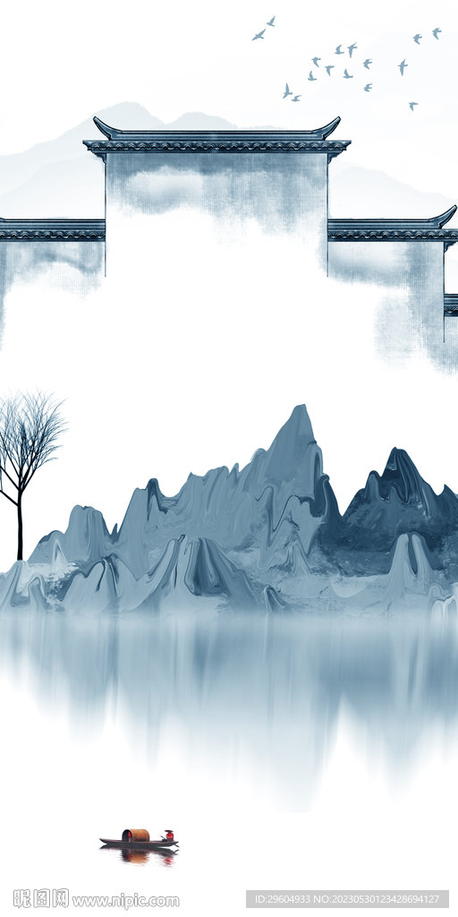 高档 轻奢玄关山水 TIF分层