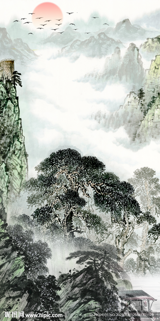 新款 最新中式山水 tIF分层