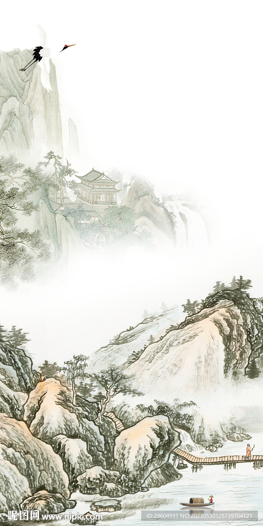 高清 高端玄关山水 tIF分层