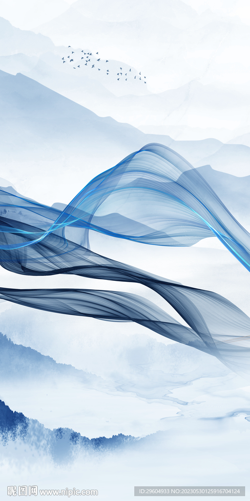 现代框画山水 tIf分层