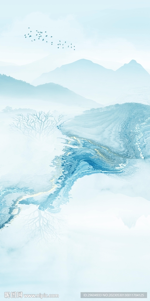 简约 玄关新款山水 tIF分层